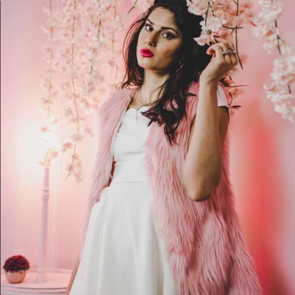 Pink faux fur vest